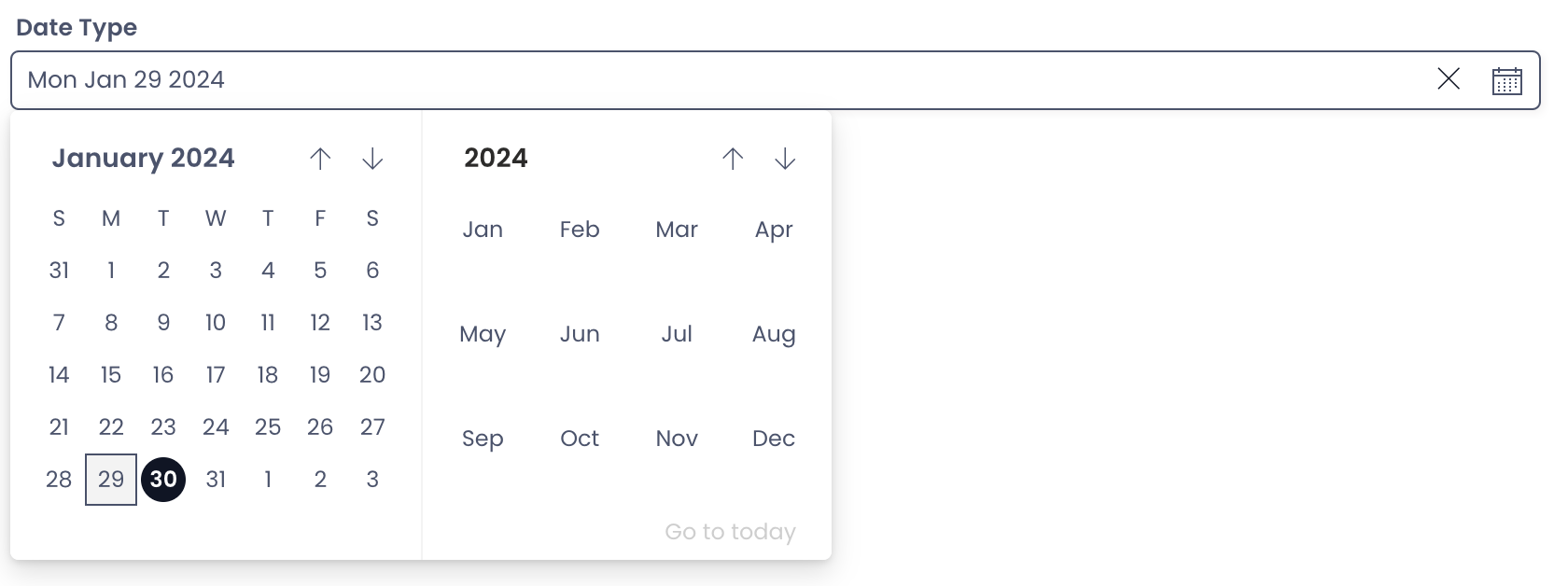 Image showing Date Picker for Date type field in Explorer